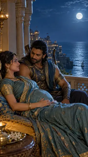 On a moonlit palace terrace, Arjuna tells Subhadra, expecting a child, how to break into the chakravyuh.